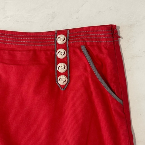 Anthropologie Floreat Red White Floral Embroidered Mini Skirt Size 6 - Picture 3 of 6